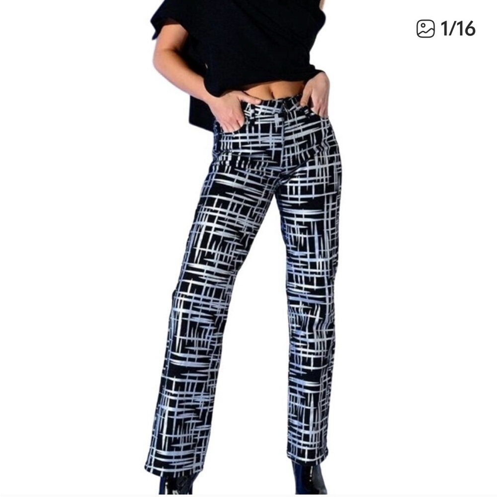 Black & Silver 5-pocket straight leg jeans Akira
